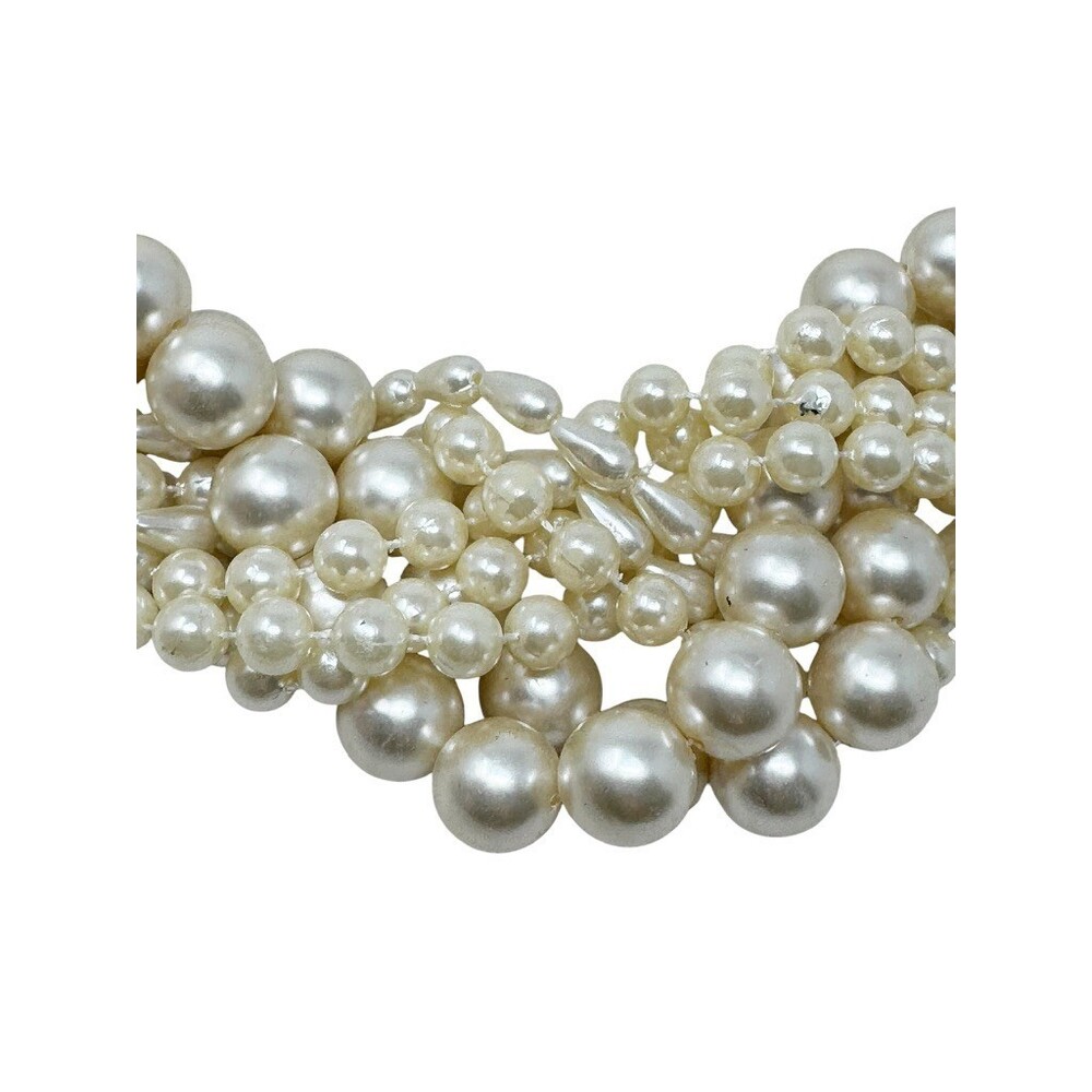 Vintage 80s Faux Pearl Cluster Net Belt Gold Tone Chain womens statement belt - Picture 4 of 9